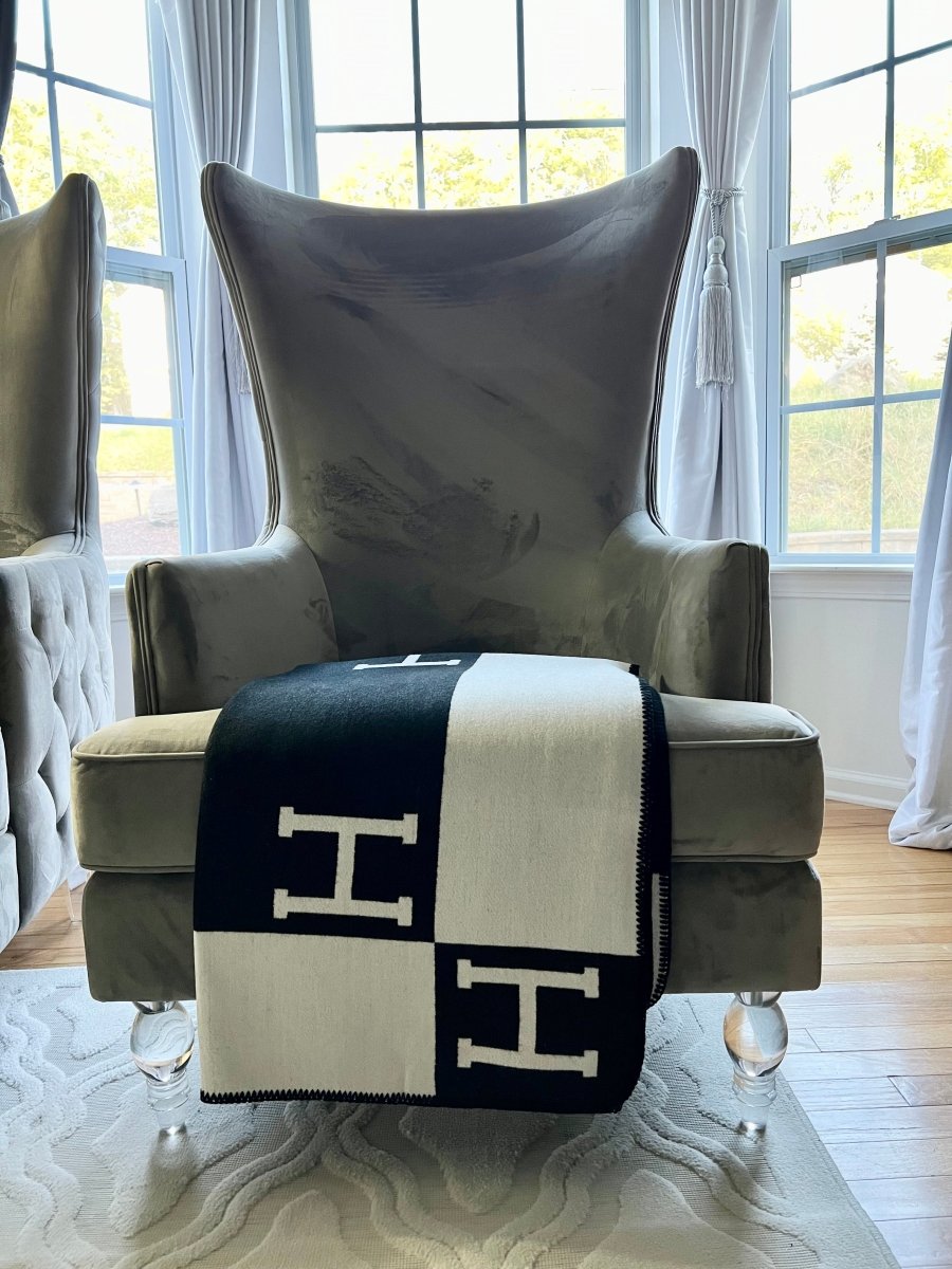 Hochwertige H-Wolldecke Weich Warm Luxuriöse Cashmere-Decke H Beidseitig Dick Gestrickte Decke