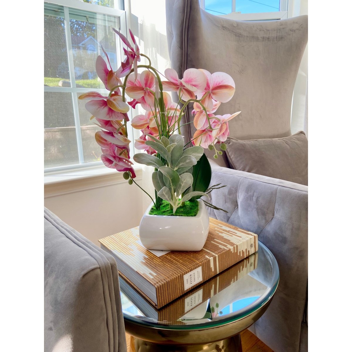 3 Stängel Pinke Orchideen Blumenarrangement