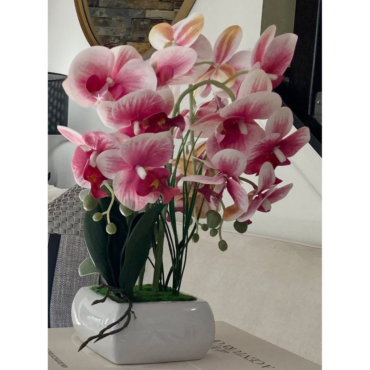 3 Stängel Pinke Orchideen Blumenarrangement
