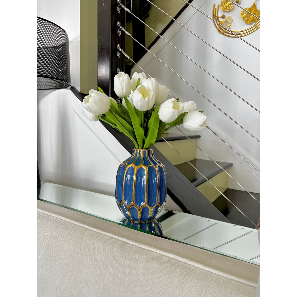 Keramische Dekorative Vase mit Goldakzenten