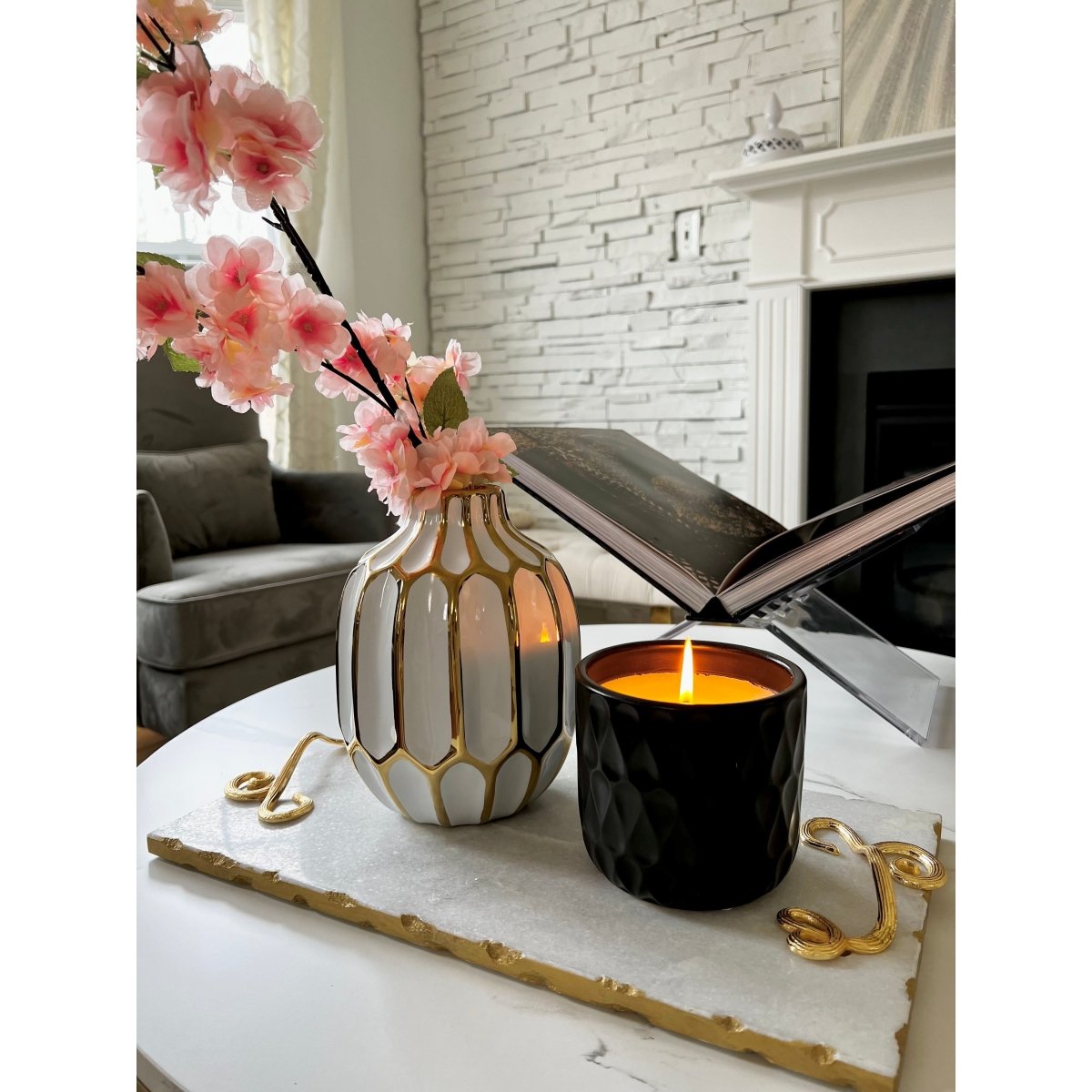 Keramische Dekorative Vase mit Goldakzenten