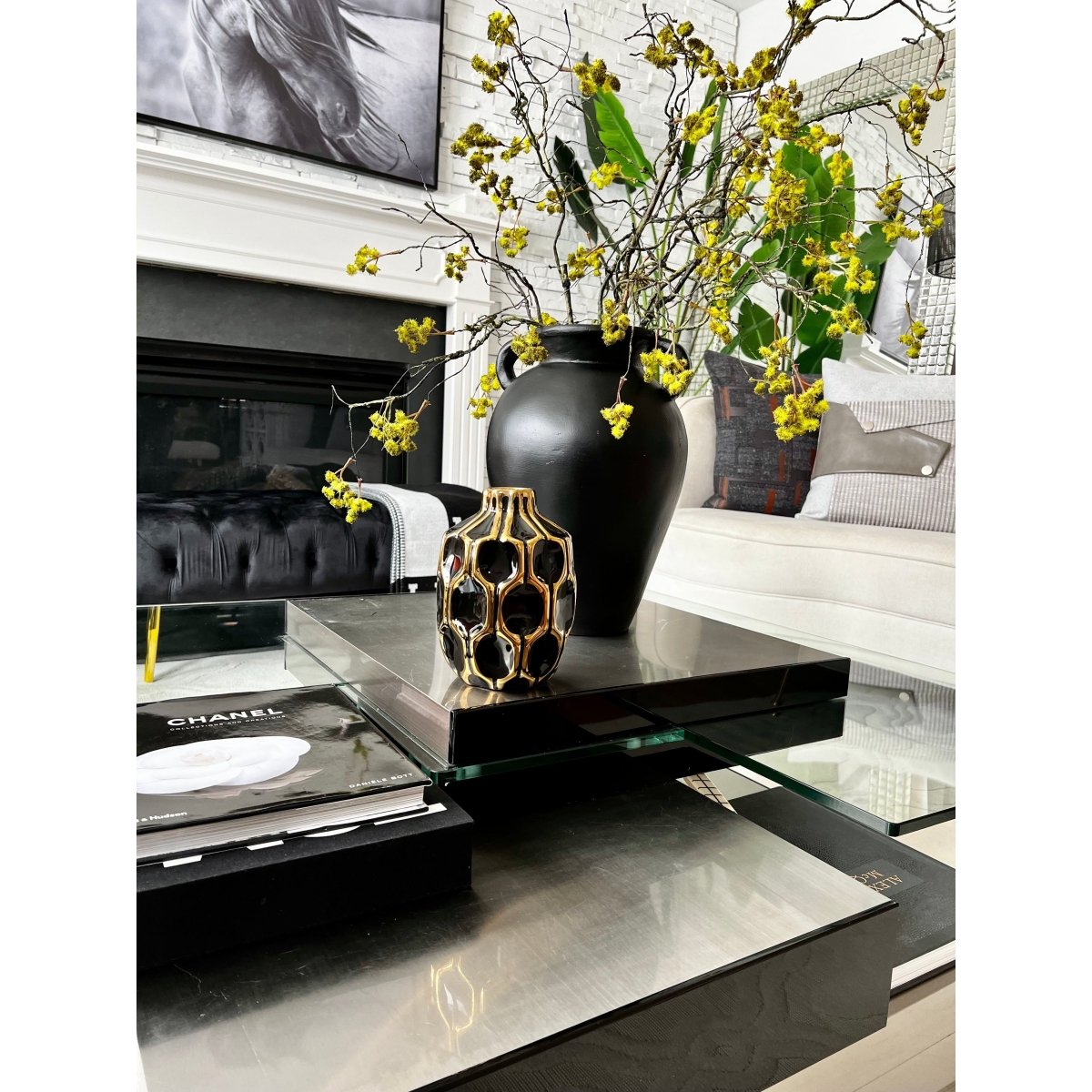 Keramische Dekorative Vase mit Goldakzenten