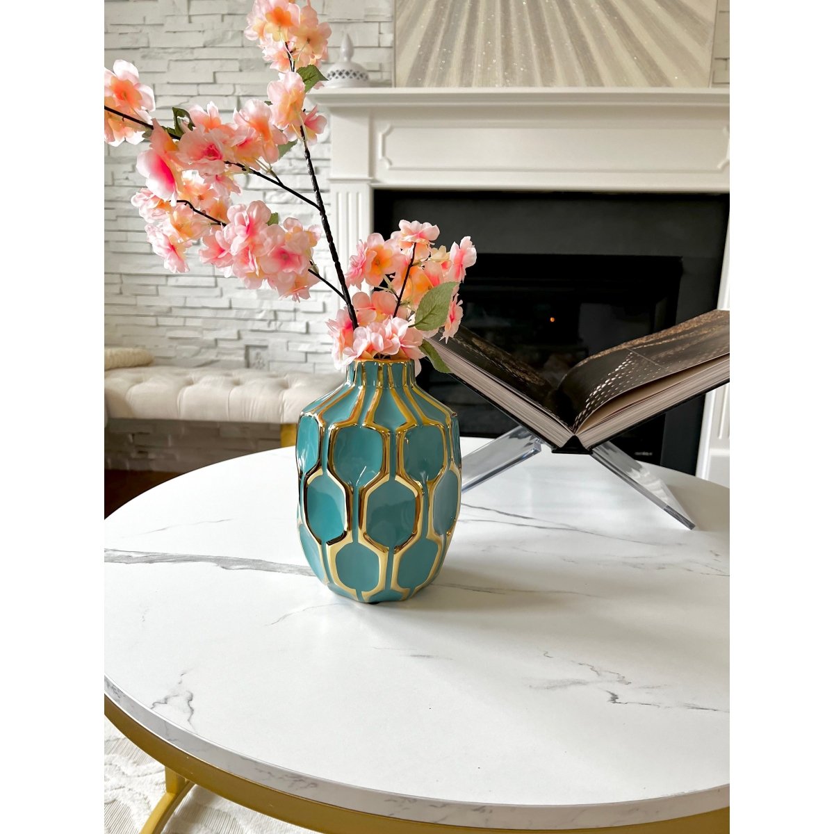 Keramische Dekorative Vase mit Goldakzenten
