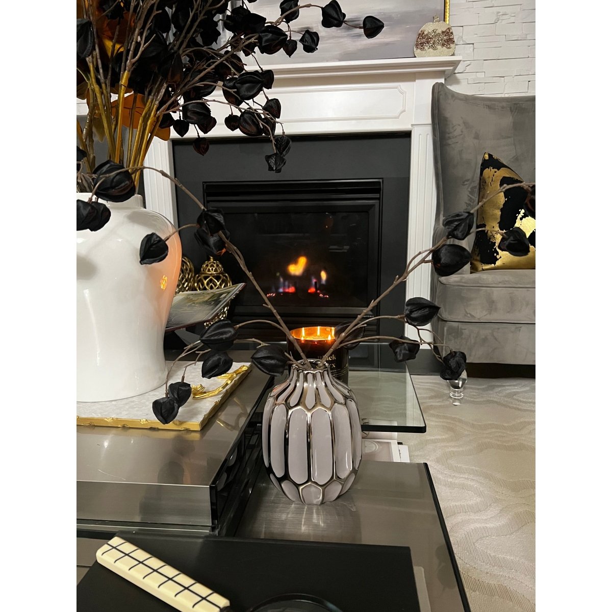 Keramische Dekorative Vase mit Goldakzenten