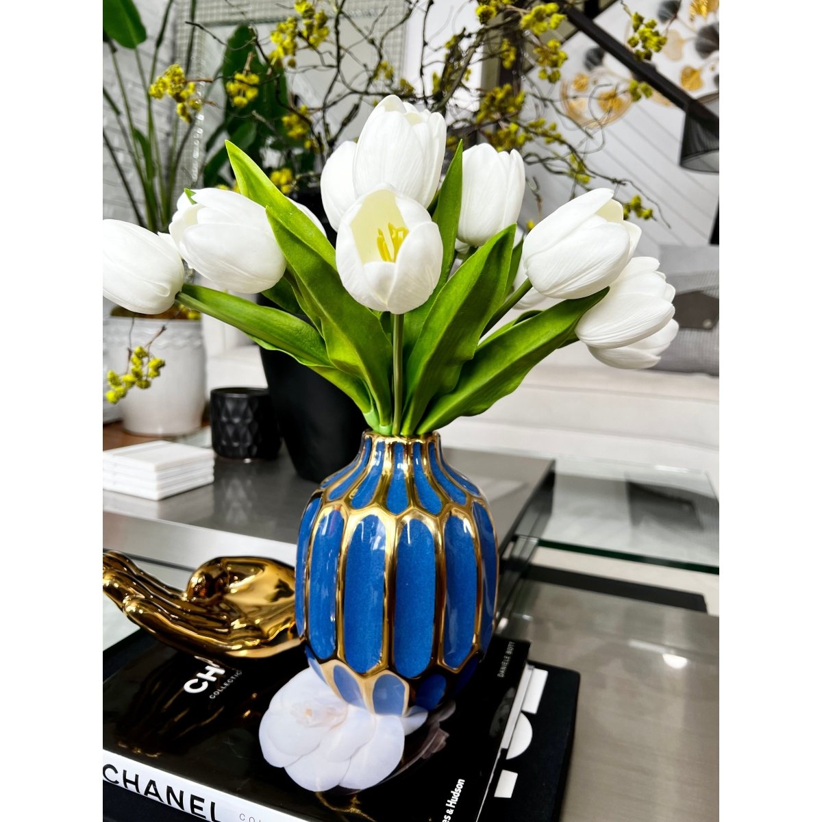 Keramische Dekorative Vase mit Goldakzenten