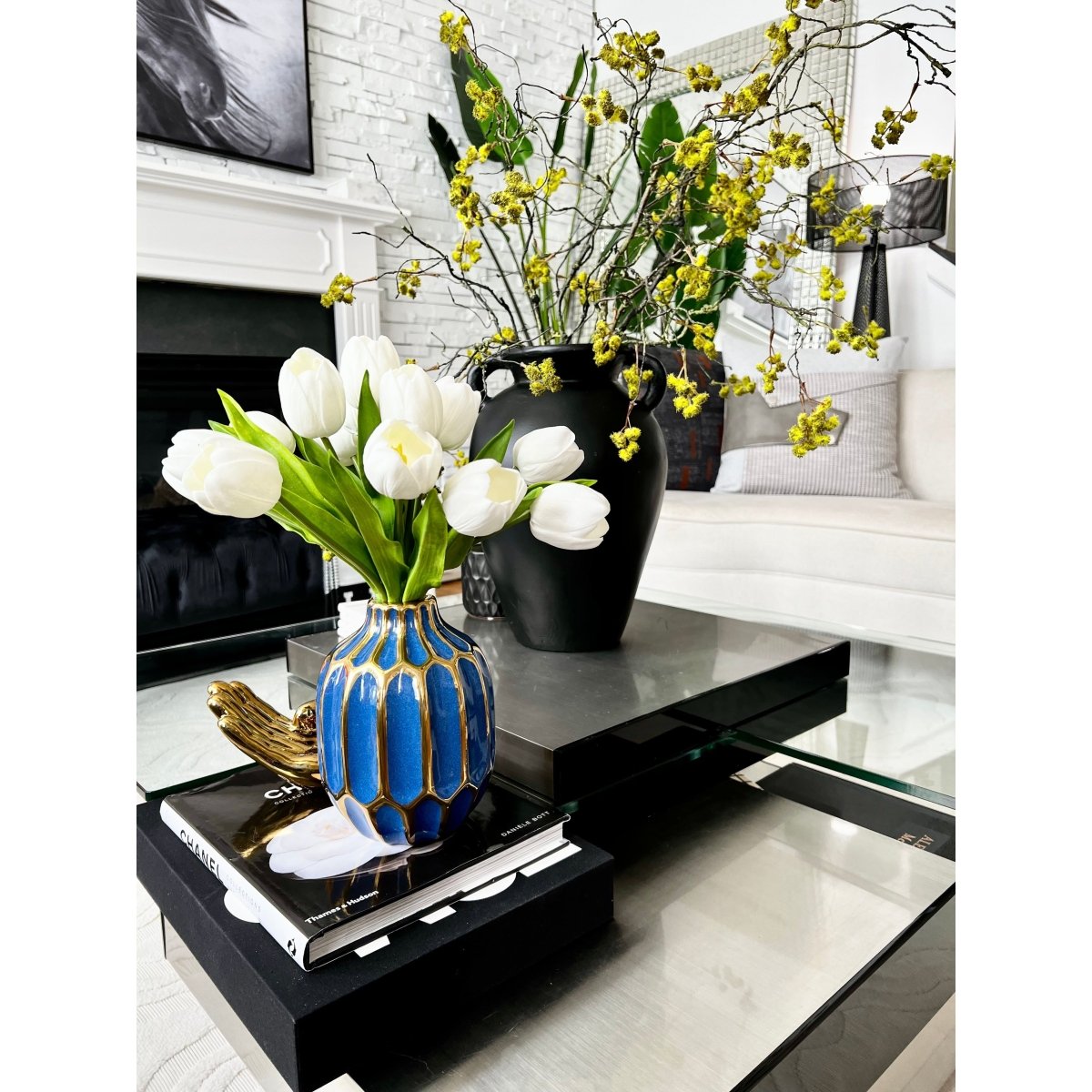Keramische Dekorative Vase mit Goldakzenten
