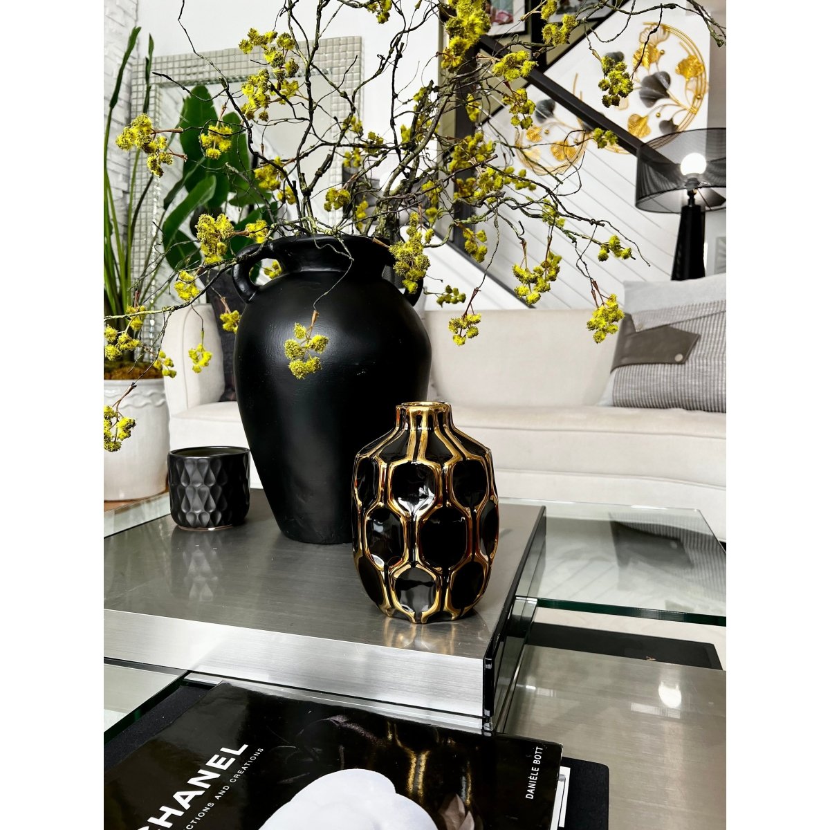 Keramische Dekorative Vase mit Goldakzenten