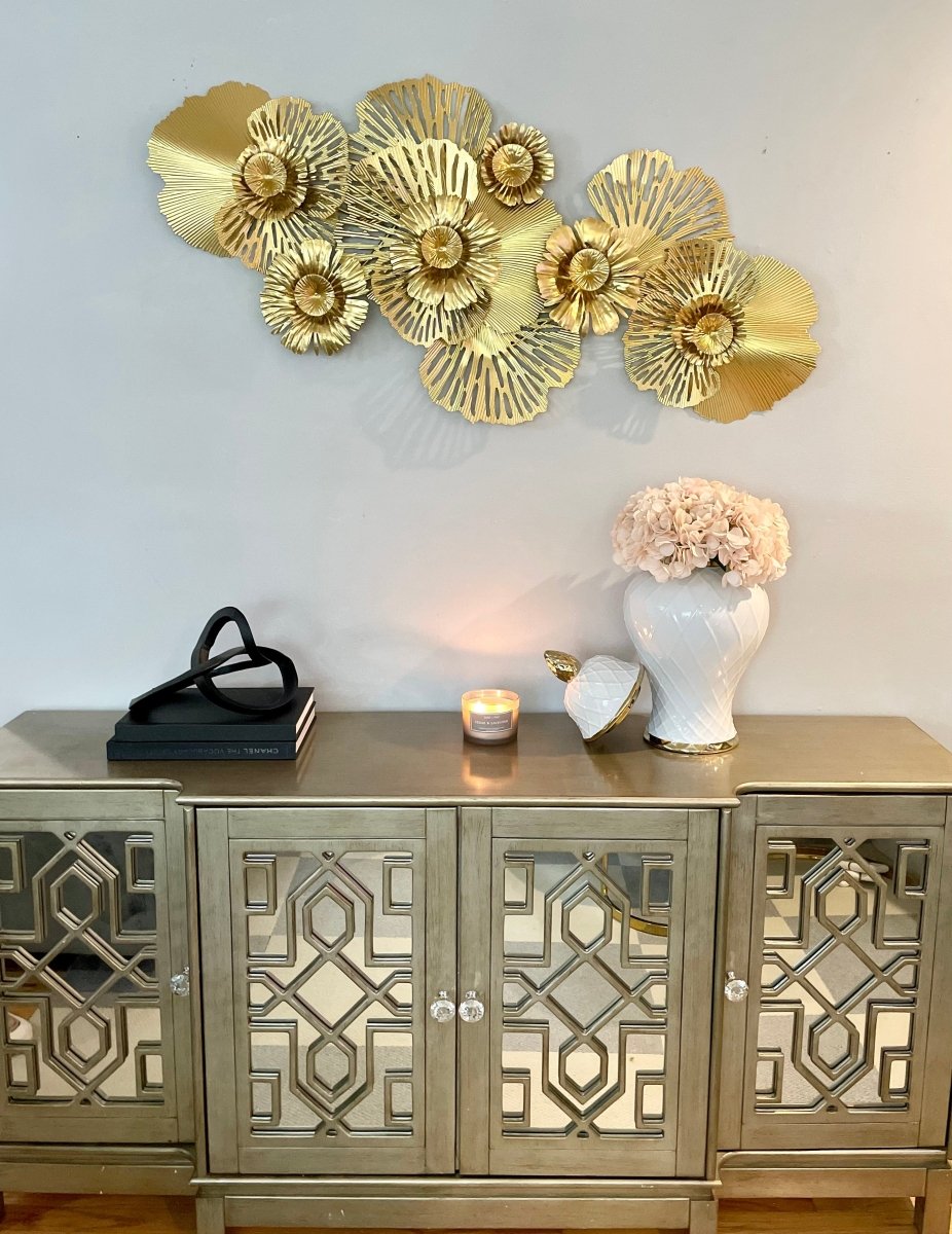 Keramische Ingwer-Topf-Vase mit Diamantmuster und goldenen Details