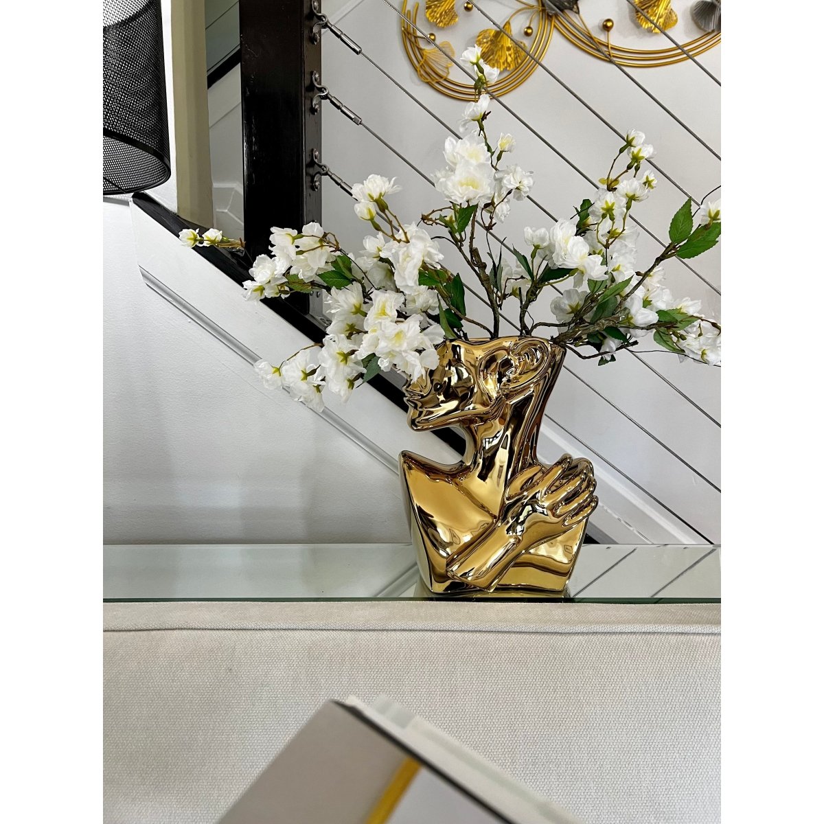 Gesicht Blume Vase Kopf Form Statue Wohnkultur