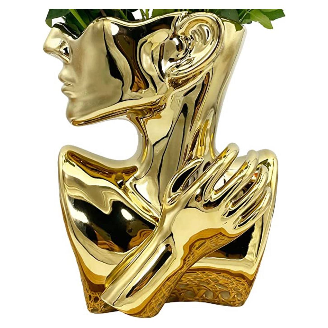 Gesicht Blume Vase Kopf Form Statue Wohnkultur