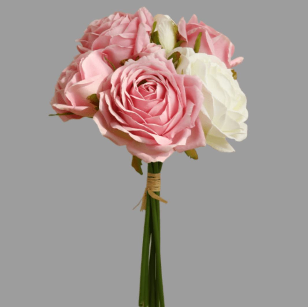 Hochwertiger 7 Köpfe Kunstseide Rosa Blumenstrauß
