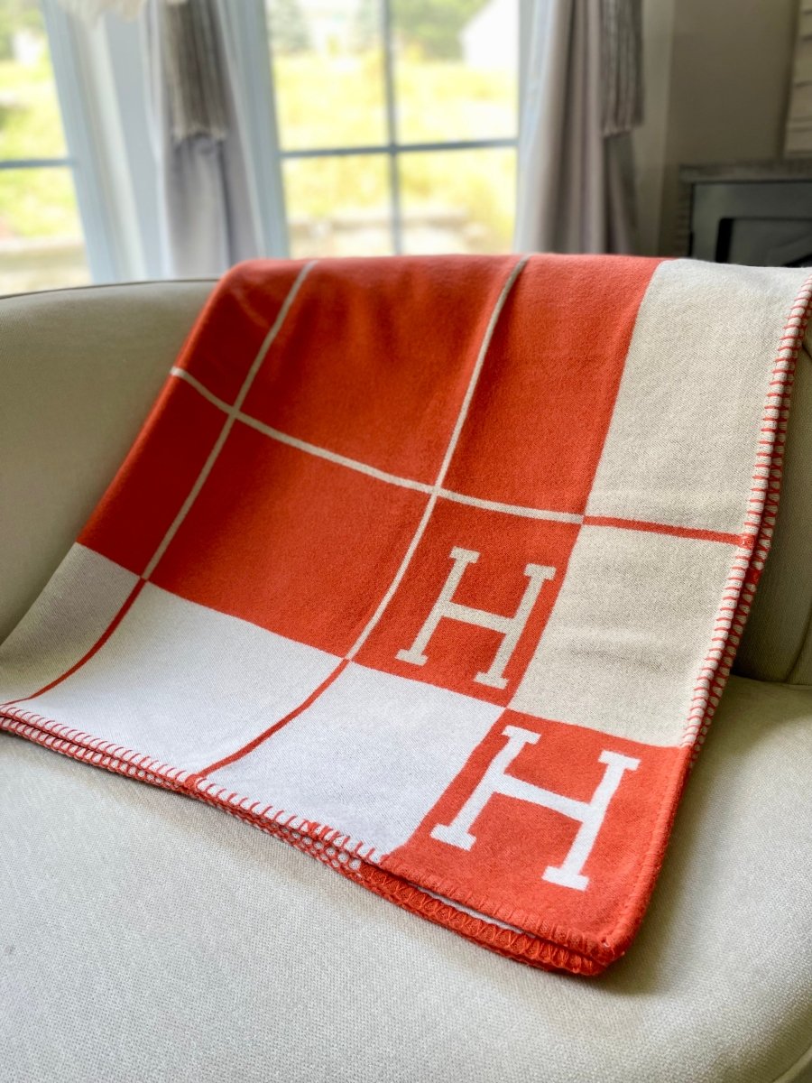 Hochwertige H-Wolldecke Weich Warm Luxuriöse Cashmere-Decke H Beidseitig Dick Gestrickte Decke