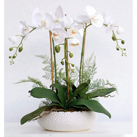 Echte Berührung 3 Stiele Weiß Phalaenopsis Arrangement