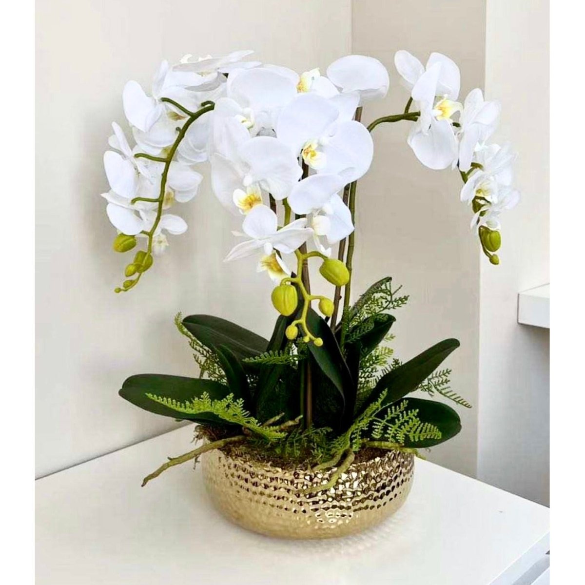 Echte Berührung 3 Stiele Weiß Phalaenopsis Arrangement