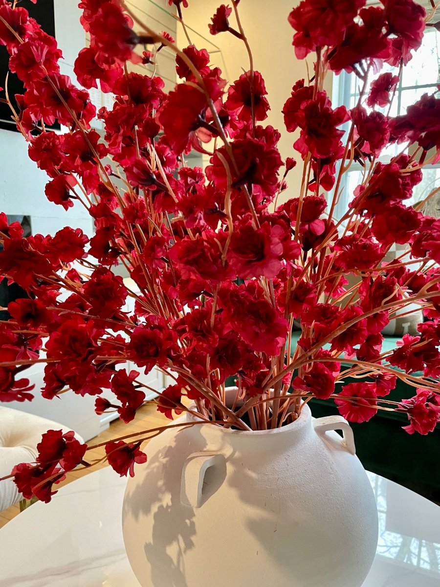 Rote Kirschblütenstiele (Packung mit 3 Stielen), Hochwertige Seiden-Kunstblume, DIY Flora, Hochzeits-/Hausdekoration, Geschenke, Wohnkultur von DesignedBy The Boss