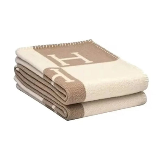 Hochwertige H-Wolldecke Weich Warm Luxuriöse Cashmere-Decke H Beidseitig Dick Gestrickte Decke