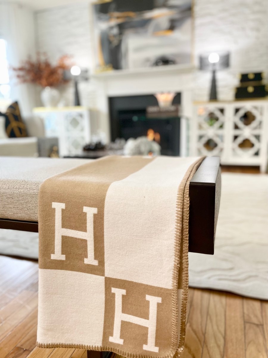 Hochwertige H-Wolldecke Weich Warm Luxuriöse Cashmere-Decke H Beidseitig Dick Gestrickte Decke