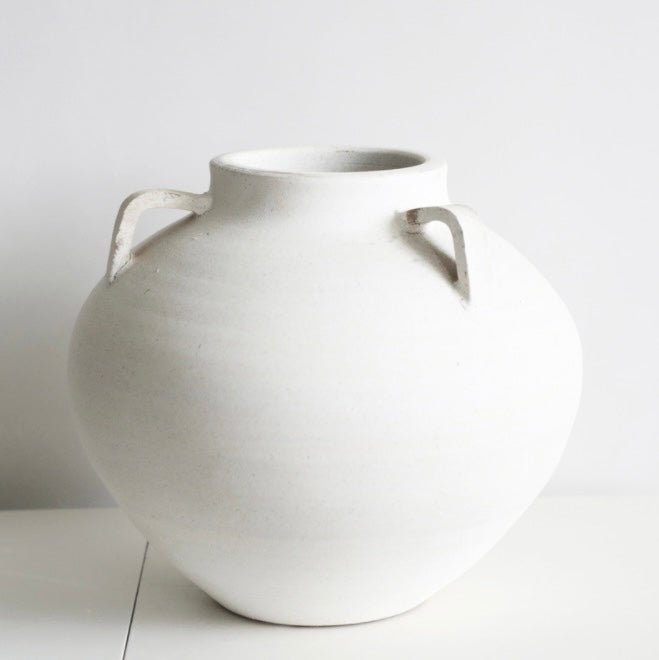 X-Large 3 Griffe Weiß Handgefertigte Terrakotta Vase