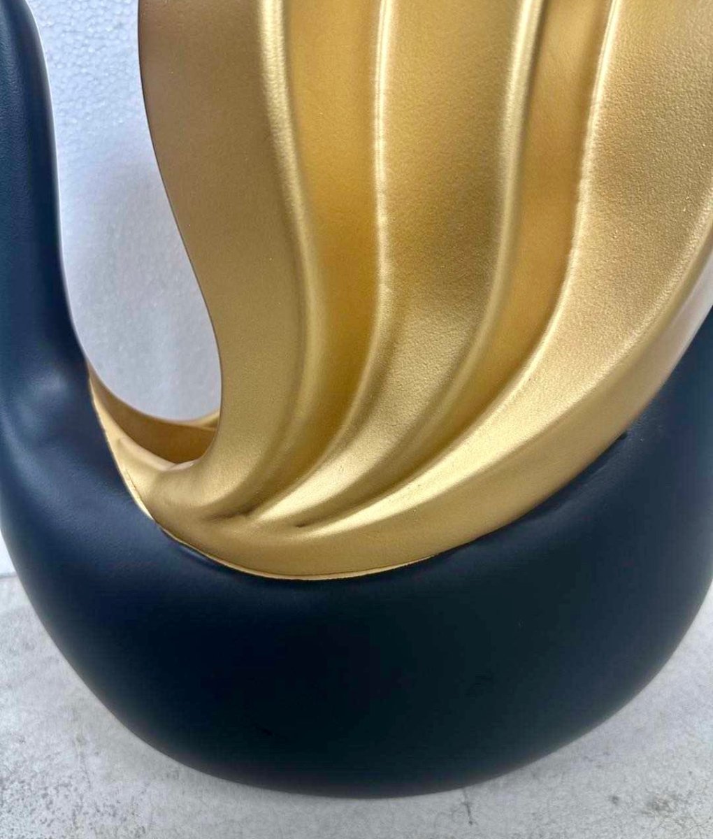 X-Large Moderne Klassische Schwarze & Goldene Schwan Dekorative Blumenvase - Schwan Liebhaber Statuen Von Designed By The Boss